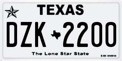 TX license plate DZK2200