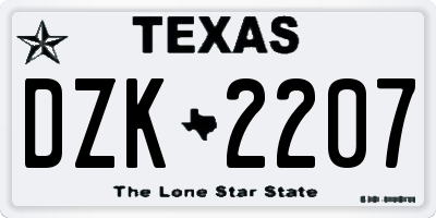 TX license plate DZK2207