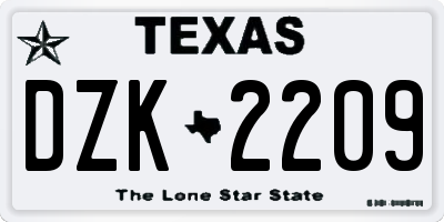 TX license plate DZK2209