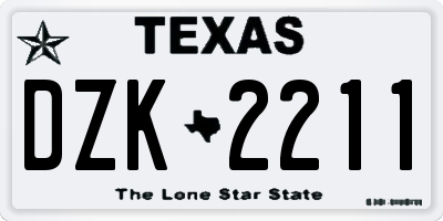 TX license plate DZK2211