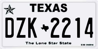 TX license plate DZK2214