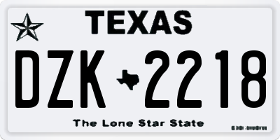 TX license plate DZK2218