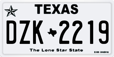 TX license plate DZK2219