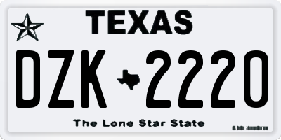 TX license plate DZK2220