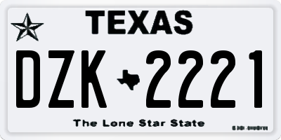 TX license plate DZK2221