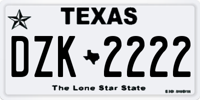 TX license plate DZK2222