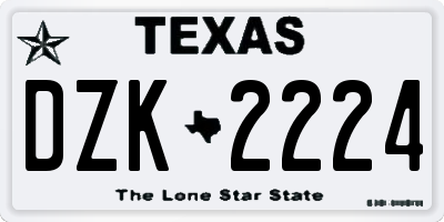 TX license plate DZK2224