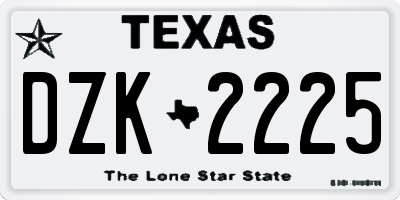 TX license plate DZK2225