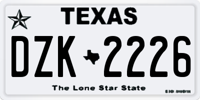 TX license plate DZK2226
