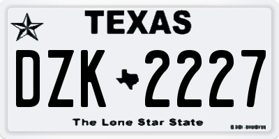 TX license plate DZK2227