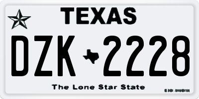 TX license plate DZK2228