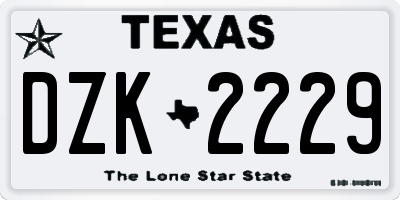 TX license plate DZK2229