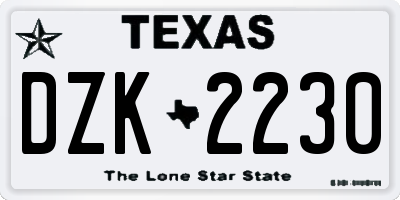 TX license plate DZK2230