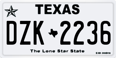 TX license plate DZK2236