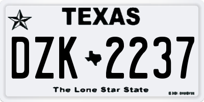 TX license plate DZK2237