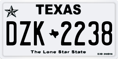 TX license plate DZK2238