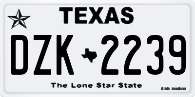 TX license plate DZK2239