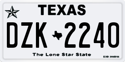 TX license plate DZK2240