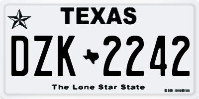 TX license plate DZK2242