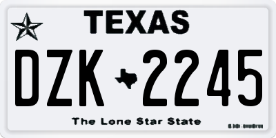 TX license plate DZK2245