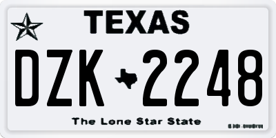 TX license plate DZK2248