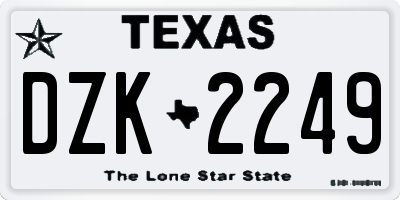TX license plate DZK2249