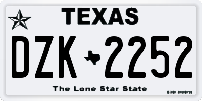 TX license plate DZK2252