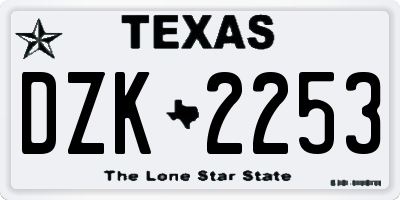 TX license plate DZK2253