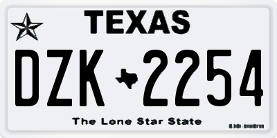TX license plate DZK2254