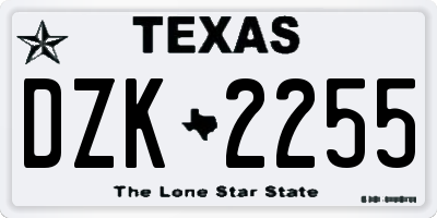 TX license plate DZK2255