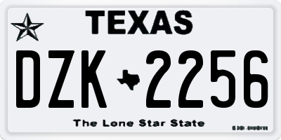 TX license plate DZK2256