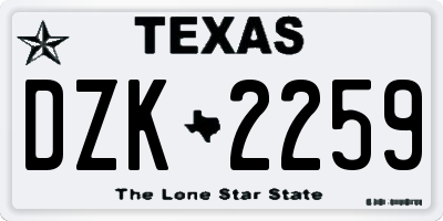 TX license plate DZK2259