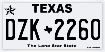 TX license plate DZK2260