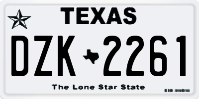 TX license plate DZK2261