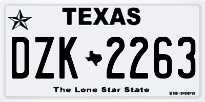 TX license plate DZK2263