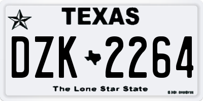 TX license plate DZK2264