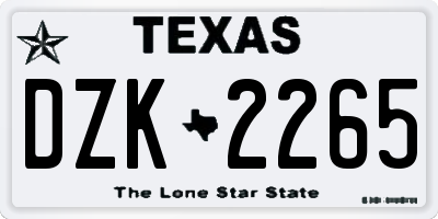TX license plate DZK2265