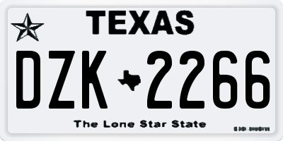 TX license plate DZK2266