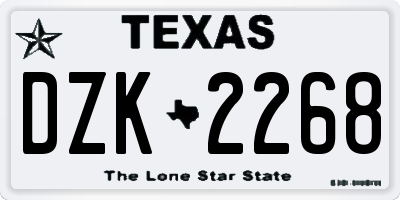 TX license plate DZK2268