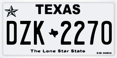 TX license plate DZK2270