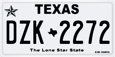 TX license plate DZK2272