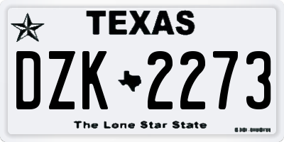 TX license plate DZK2273