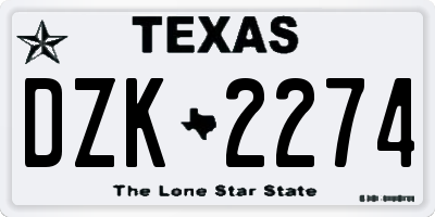 TX license plate DZK2274