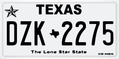 TX license plate DZK2275