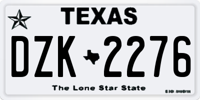 TX license plate DZK2276