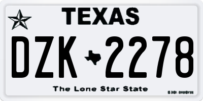 TX license plate DZK2278