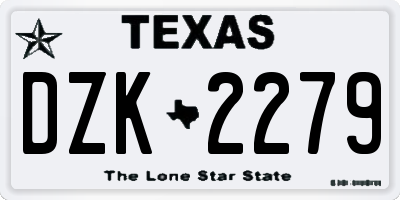 TX license plate DZK2279