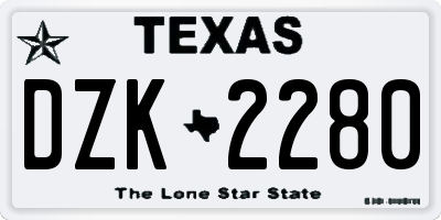 TX license plate DZK2280