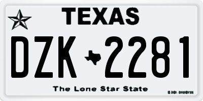 TX license plate DZK2281