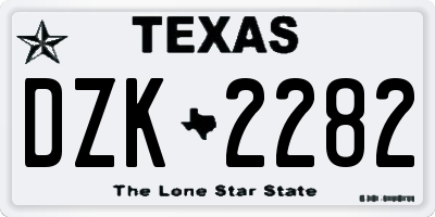 TX license plate DZK2282